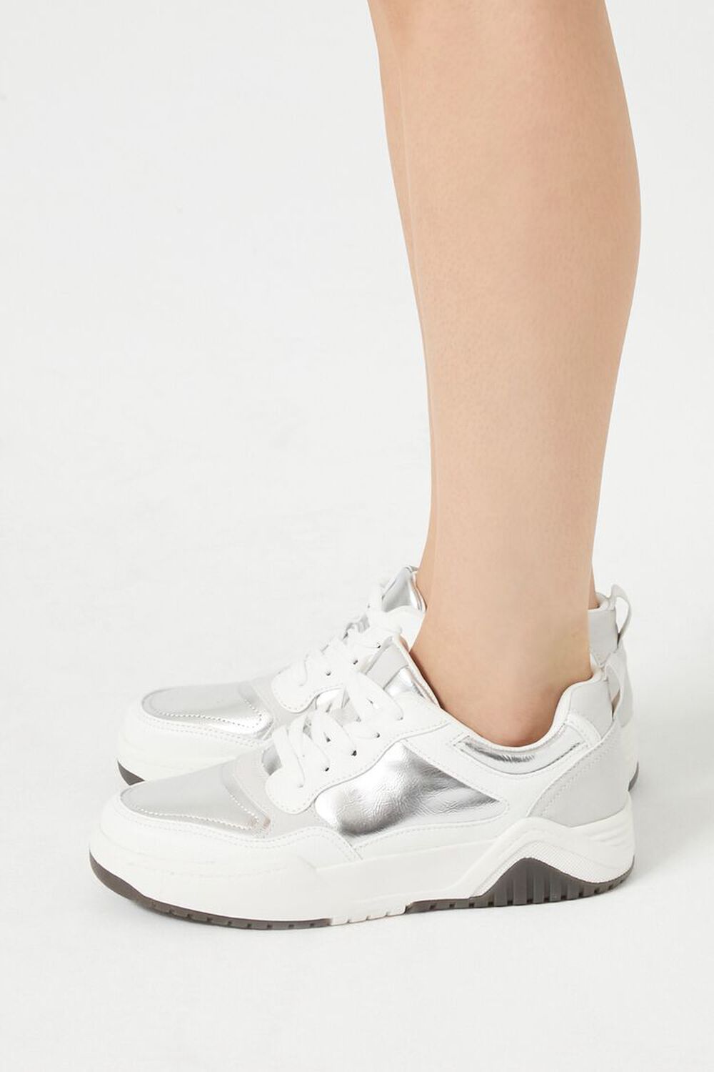 Low-Top Metallic Lace-Up Sneakers